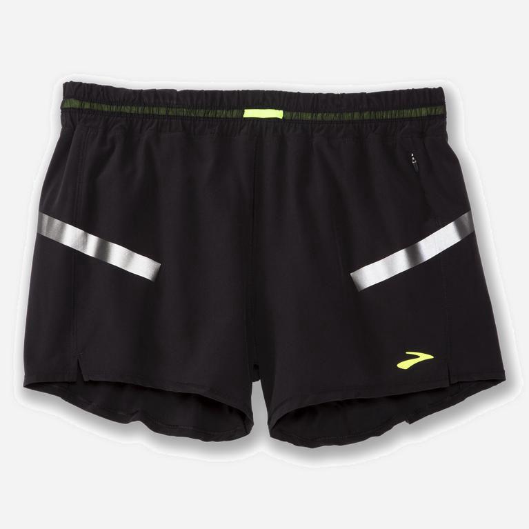 Brooks Women's Carbonite 4 Running Shorts Singapore - Black/Nightlife/GreenYellow (79506-UHRX)